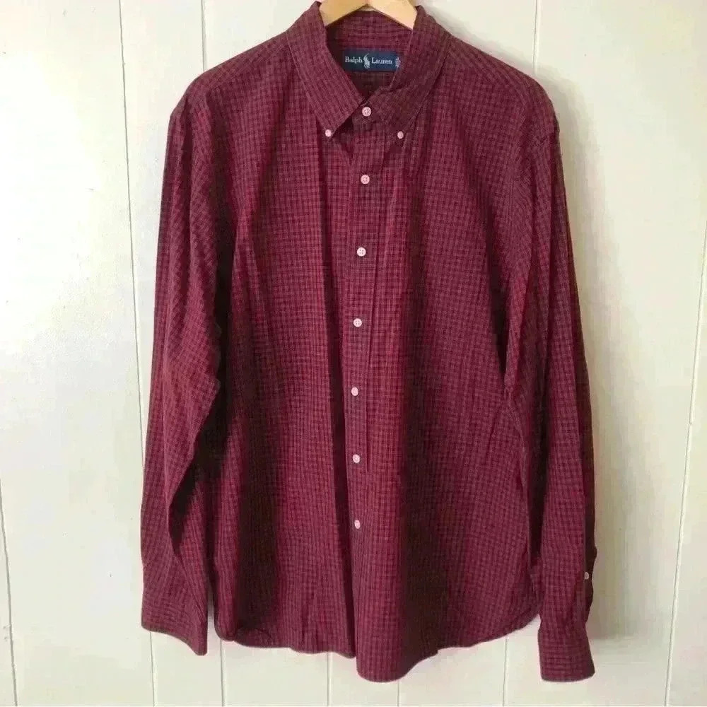 Ralph Lauren Button Down Plaid Cotton Shirt Size XXL